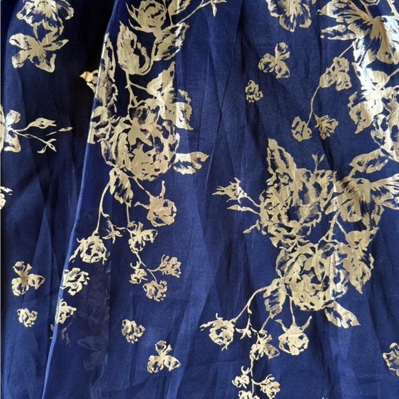 Marchesa Notte Navy and Gold Floral  Dress - Picture 3 of 6